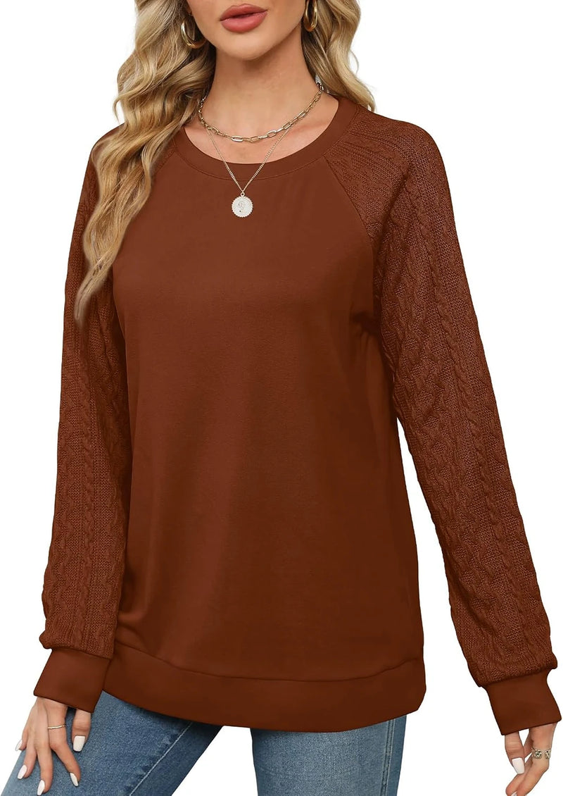 Saloogoe Cable Knit Sleeve Sweatshirt