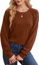 Saloogoe Cable Knit Sleeve Sweatshirt